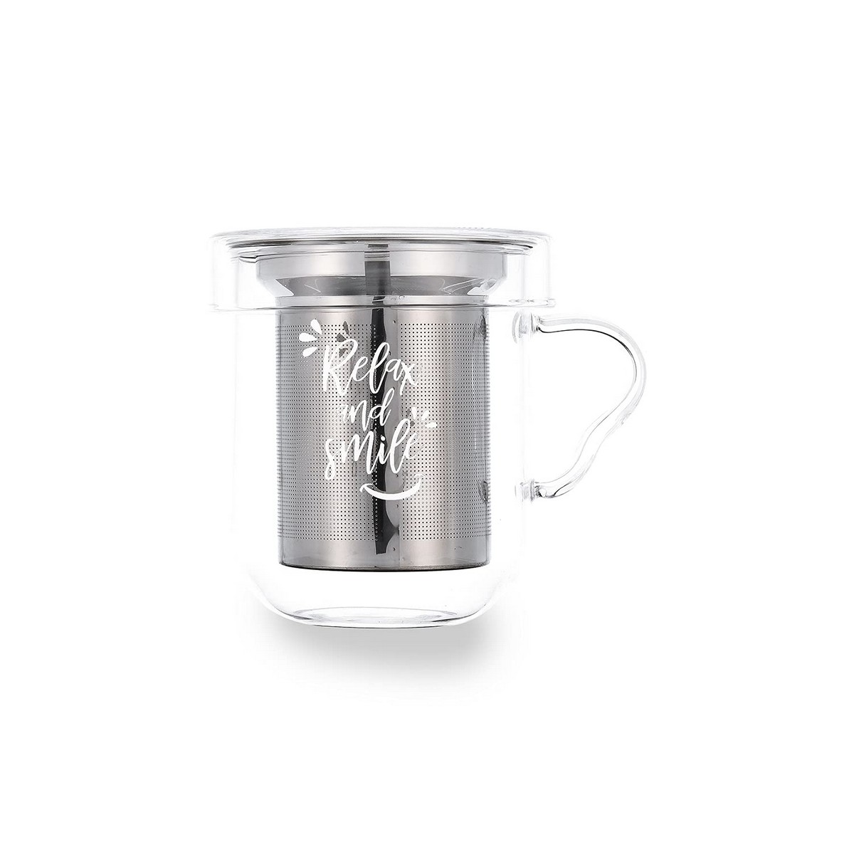 Taza con Filtro para Infusiones Quid Serenia Transparente 350 ml (3 Piezas)